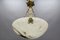 French White Alabaster and Bronze Pendant Light Fixture, 1920s, Image 14