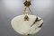 French White Alabaster and Bronze Pendant Light Fixture, 1920s 4