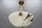 Lámpara colgante francesa de alabastro blanco y bronce, años 20, Imagen 4