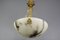 French White Alabaster and Bronze Pendant Light Fixture, 1920s, Image 12
