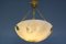 French White Alabaster and Bronze Pendant Light Fixture, 1920s 8