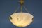 French White Alabaster and Bronze Pendant Light Fixture, 1920s, Image 8