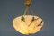 French White Alabaster and Bronze Pendant Light Fixture, 1920s, Image 3