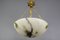 French White Alabaster and Bronze Pendant Light Fixture, 1920s 13