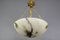 French White Alabaster and Bronze Pendant Light Fixture, 1920s, Image 13