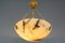 French White Alabaster and Bronze Pendant Light Fixture, 1920s 2