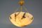 French White Alabaster and Bronze Pendant Light Fixture, 1920s, Image 2