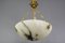 French White Alabaster and Bronze Pendant Light Fixture, 1920s 20