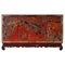 Antikes chinesisches rot lackiertes & handbemaltes Sideboard, 1900er 1
