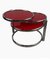 Vintage Coffee Table in Red Glass and Chrome, 1980s 1