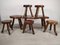 Brutalistic Coffee Table and Stools, 1970s, Set of 7 3