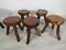 Brutalistic Coffee Table and Stools, 1970s, Set of 7 5