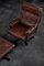 Mid-Century Scandinavian Modern Brown Leather Executive Swivel Chair & Ottoman, 1970s, Set of 2 8