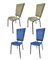 Mid-Century Italian Chairs in Green and Blue, 1970s, Set of 4 1