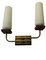 Wall Lamp in Teak with Fluted Opal Glass Lights, 1960s 5