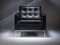 Italian Volo Black Leather Lounge Chair with Floating Button Detail by Florence Knoll Bassett for Knoll International, 2006 1