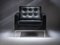 Italian Volo Black Leather Lounge Chair with Floating Button Detail by Florence Knoll Bassett for Knoll International, 2006, Image 1