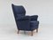 Swedish High-Back Armchair in Dark Blue Furniture Fabric, 1970s 19