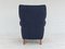 Schwedischer Sessel mit hoher Rückenlehne aus Dunkelblauem Möbelstoff, 1970er 10