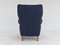 Swedish High-Back Armchair in Dark Blue Furniture Fabric, 1970s 10