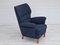 Butaca sueca de tela para muebles azul oscuro con respaldo alto, años 70, Imagen 15
