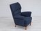 Swedish High-Back Armchair in Dark Blue Furniture Fabric, 1970s 15