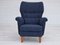 Swedish High-Back Armchair in Dark Blue Furniture Fabric, 1970s 2