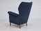 Butaca sueca de tela para muebles azul oscuro con respaldo alto, años 70, Imagen 9