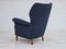 Swedish High-Back Armchair in Dark Blue Furniture Fabric, 1970s 9