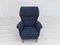 Butaca sueca de tela para muebles azul oscuro con respaldo alto, años 70, Imagen 16