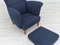 Swedish High-Back Armchair in Dark Blue Furniture Fabric, 1970s 6