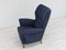 Swedish High-Back Armchair in Dark Blue Furniture Fabric, 1970s 3