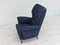 Swedish High-Back Armchair in Dark Blue Furniture Fabric, 1970s, Image 3