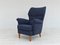 Swedish High-Back Armchair in Dark Blue Furniture Fabric, 1970s 8