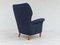 Butaca sueca de tela para muebles azul oscuro con respaldo alto, años 70, Imagen 12