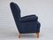 Butaca sueca de tela para muebles azul oscuro con respaldo alto, años 70, Imagen 14