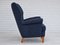 Swedish High-Back Armchair in Dark Blue Furniture Fabric, 1970s, Image 14