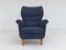 Butaca sueca de tela para muebles azul oscuro con respaldo alto, años 70, Imagen 17