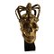 Skull Sculpture with Gold Crown on Base, Image 3