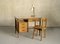 French Oak Desk with Leather-Wrapped Handles, 1950 6