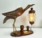 Art Deco Heron Table Lamp with Ashtray and Cigarette Service attributed to Aldo Tura, 1940s 18