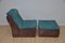 Turquoise Brown Corduroy Modular Chairs with Pouf, 1970s, Set of 6, Image 5