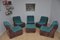 Turquoise Brown Corduroy Modular Chairs with Pouf, 1970s, Set of 6 7