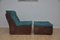 Turquoise Brown Corduroy Modular Chairs with Pouf, 1970s, Set of 6 4