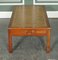 Vintage Yew Wood Military Campaign Coffee Table with Embossed Leather, 1950s 5