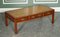 Vintage Yew Wood Military Campaign Coffee Table with Embossed Leather, 1950s, Image 1
