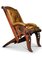 Antique Chair in Carved Oak and Polished Tan Leather 5