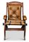 Antiker Stuhl aus geschnitzter Eiche und poliertem Hellbraunem Leder 3