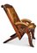 Antique Chair in Carved Oak and Polished Tan Leather 4