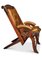 Chaise Antique en Chêne Sculpté et Cuir Tanné Poli 4